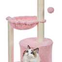 GRANNY SAYS Pink Cat Trees, 35 Inches Cat Tower for Indoor Cats, Cozy Condo, Natural Sisal Cat Scratching Post, Comfy Cat Hammock and Dangling Ball, Medium (Cloud-White)