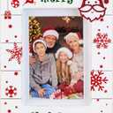 5x7 Merry Christmas Picture Frame, Holds 5x7 Photo or 4x6 with Mat, Wood Photo Frame for Wall & Tabletop Display, Santa Snowflake Reindeer Crystalball Gift Decor, Whitewashed