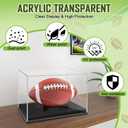 Football Display Case with Black Solid Wood Base Clear Acrylic Football Holder Display Box for Autographed Football, Full Size Football Memorabilia Showcase