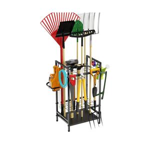 Garden Tool Organizer for Garage, Yard Tool Rack, Black Metal Garden Tools Rack Storage with Hooks for Yard Shed Garage Organization