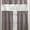 No. 918 Martine Microfiber Semi-Sheer Rod Pocket Kitchen Curtain Valance and Tiers Set, 54" x 36", Gray (36"W x 54"L (Pack of 3), Grey)
