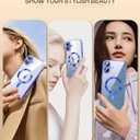 2 x for iPhone 16 Case with 1X Screen Protector, [Seamless Work with Magsafe] [Interchangeable Glitter Card], with Integrated Lens Protection Stylish Women Girls Phone Case for iPhone 16, Blue