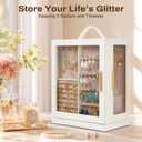 360 Rotating 5Drawers Jewelry Box with Top Handle & Glass Window, Spacious Vertical Jewelry Organizer, Jewelry Storage Case, Dustproof & Moistureresistant Design. (White)