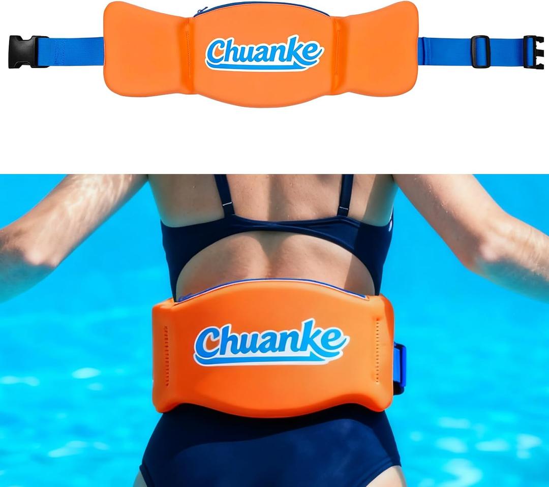 Flotation Swim Belt for Adults Adjustable 3 Section Buoyancy Belt with Quick-Release Buckle & Zippered Pocket for Pool Training, Aqua Jogging and Low Impact Aerobic Exercise in Water