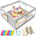 Baby Playpen with Mat 50x50 Inch, Playpen with Colorful Ball for Babies and Toddlers, Baby Play Pen Pin Indoor Play Fence (Mat and Ball Included)