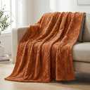 Horaldaily Solid Color Caramel Orange Faux Fur Throw Blanket 50x60 | All Season Using Ultra Soft Fuzzy Plush Cozy Non-shedding 3D Textured Blanket for Couch Sofa Bed, Ideal Gift for Kids Adults