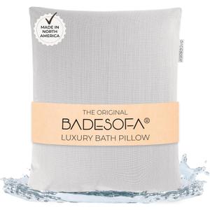 BADESOFA Luxury Bath Pillow S - Ultra Comfortable & Quick-Drying Bath Back Pillow - Washable Full Body Bath Pillow for Bathtub - Therapeutic Head and Neck Support - Luxury Spa Cushion in Grey