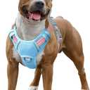 BARKBAY No Pull Dog Harness Large Reflective Dog Harness with Front Clip and Easy Control Handle for Walking Training Running with ID tag Pocket(Baby Blue & Baby Pink,L)