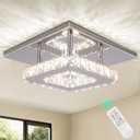 Dimmable Mini LED Chandeliers Modern Crystal Chandelier 7.9 Inches Led Ceiling Light Square Flush Mount Ceiling Light