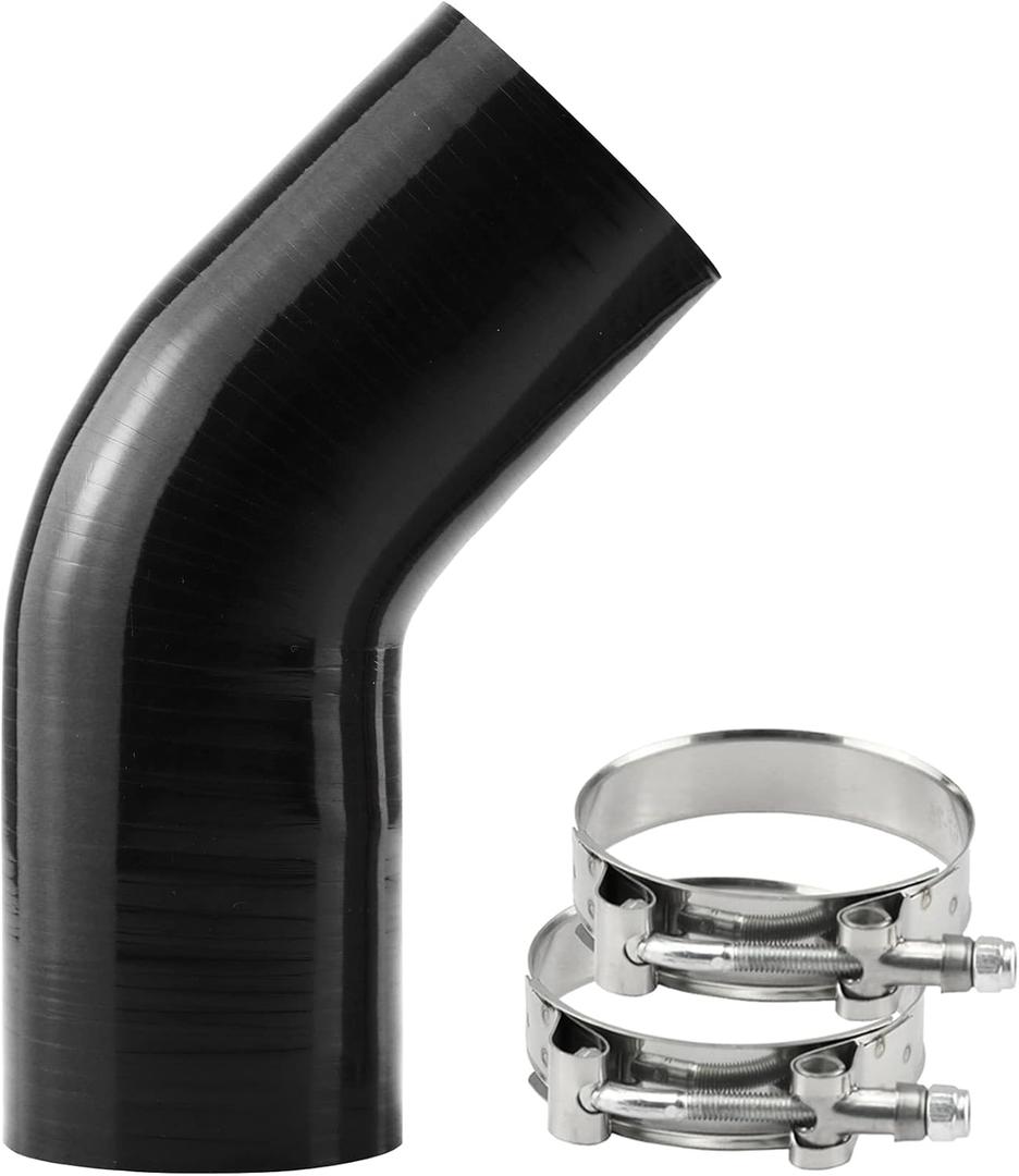 Ucreative 45 Degree Elbow ID: 2.5" (63mm) 4-Ply 5mm Thickness High Performance Silicone Hose Coupler with T-Bolt Clamp