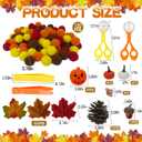 320 Pcs Fall Sensory Bin Fillers Decorations, Sensory Bin Filler, Pumpkin Bowls, Pompom, Maple Leaves, Squirrels, Pumpkins, Acorns, Pine Cones for Fall Halloween Autumn Party Decor