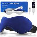 Ezona Heated Eye Mask, Warm Eye Compress Mask for Dry Eyes, USB Electric Eye Heating Pad with Temperature & Timer Control, Dry Eye Mask for Blepharitis, Sinus Migraine (Indigo)