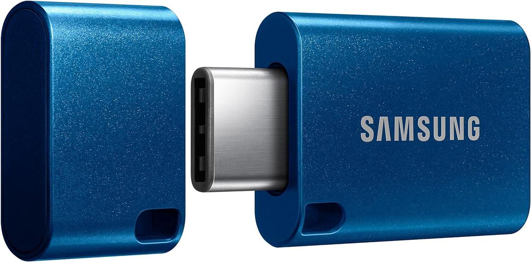 Samsung Type-C USB Flash Drive, 256GB, Transfers 4GB Files in 11 Secs w/Up to 400MB/s USB 3.2 Gen 1 Read Speeds, Compatible w/USB 3.0/2.0, Waterproof, 2022, Blue, MUF-256DA/AM, 1 Pack