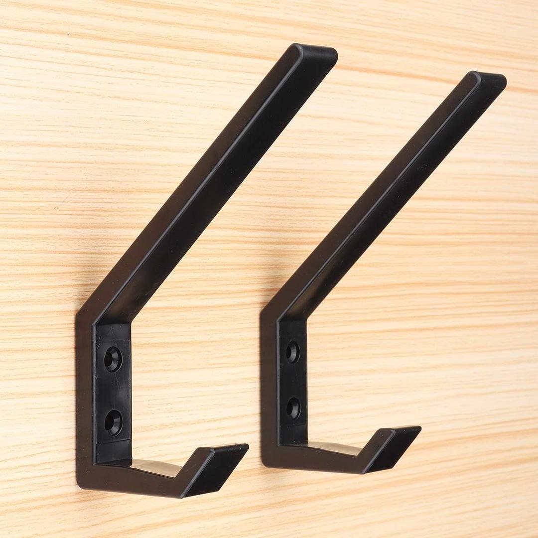 6PCS Helmet Holders Plastic Hanging Hooks Wall Mounted Hangers Hat Glove Bag Shoe Clothes Rack (Black-6PC)