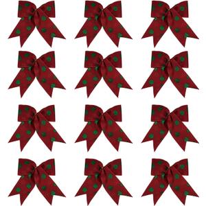 2 x 12 Pcs Bows 6 Inch, Christmas Tree Decorations Xmas Garland Ties, Gift Package Party Wedding Bow Ornaments (Red)