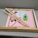 Kids Wooden Easel with Paper Roll, Adjustable Magnetic Double Sided Drawing Board Whiteboard & Chalkboard Dry Easel Board, Children Art Easel for 3-12 Years Kids Boys Girls Painting Drawing (Pink)