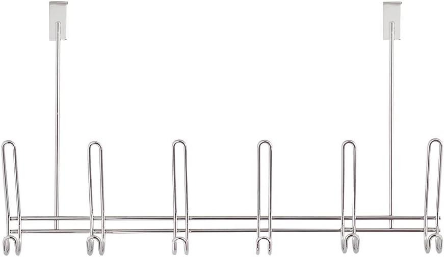 Home Basics Durable 12-Hooks Over-The-Door Hanging Rack (Chrome)