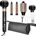 Hair Styler Hair Dryer Brush - 110,000 RPM High-Speed Hot Air Styler,Multi Stylers with Auto-Wrap Curler, Professional Blow Dryer Brush for Fast Curling Volumizing Straightening Styling(Black-Golden)