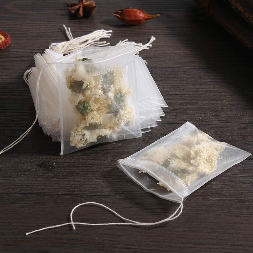 100 Pcs Empty Tea Filter Bags for Loose Tea Herb Spice Small Mesh Drawstring Seal Infuser Strainer Bags (2.36x2.75inch)