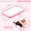 Hoolerry 3 Pcs Clear Hard Zipper Case Hard Plastic Zipper Pouch Makeup Bag Portable Travel Organizer for Cosmetics, Office Supplies, Documents & Toiletries(Pink,S)