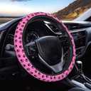 Pink Dog Paw Print Car Steering Wheel Cover Neoprene Automotive Steering Wheel Cover Anti Slip and Sweat Absorption Auto Car Wrap Cover Fit Most Cars 15 Inch