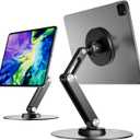 XAOSUN Tablet Stand Magnetic for ipad Desk Multi-Angle Adjustable Foldable Tablet Holder,Metal 360Rotation,Home Office Accessories,Black