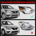 Huray Halogen Headlight Assembly Fit for Nissan Versa 2015-2019 RH OE Factory Projector Headlamp Replacement Right Passenger Side