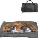 YOFANG 36"x25" Outdoor Travel Dog Bed,Portable Crate Mat Waterproof Anti-Slip, Kennel Pad Washable,Pet Camping Beds Ripstop 1600D Nylon Fabric,Easy to Clean for for Large Medium Dogs or Cats,Grey