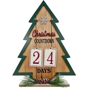 Countdown to Christmas Wooden Advent Calendar, Rustic Tabletop Christmas Tree 2024 Xmas Advent Calendar for Boys Girls Kids Holiday Xmas Party Favors