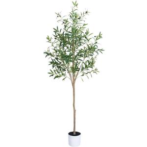 Olive Tree 6FT Fake Tree Faux Plants Indoor with Pot Artificial Tree Nearly Natural Olive Branches and Fruits for Living Room Home Office Decorations