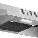 Zomagas Under Cabinet Range Hood 30 inch, Ducted/Ductless Convertible Kitchen Stove Hood, Stainless Steel Vent Hood w/Rocker Button Control, 2 Speeds Exhaust Fan, 280CFM, Stainless Steel