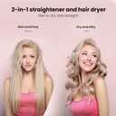 Hair Straightener - 2 in 1 Wet to Dry Hair Dryer and Straightener with High-Speed Airflow + Rapid Heat-Up + Customizable Temperature + LCD Display & Auto Shut-Off + No Heat Damage (Pure Gold)