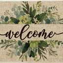 Artoid Mode Eucalyptus Floral Leaves Welcome Spring Doormat, Summer Decor Low-Profile Switch Rug Door Mat Floor Mat for Indoor Outdoor 24x35 Inch (Beige)