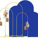 MODFUNS Metal Arch Backdrop Stand and Cover Set 6&6.6&7.2ft Gold Wedding Arched Frame Royal Blue Arches Cover Backdrop Arch Stand for Party Birthday Banquet Reception Decor