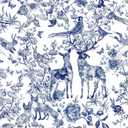 Blue Peel and Stick Wallpaper Removable Floral Wallpaper Wild Animal and Bird Contact Paper Self-Adhesive Wall Paper Furniture Wall Shelf Drawer Liner Countertop 118.1"X17.71"