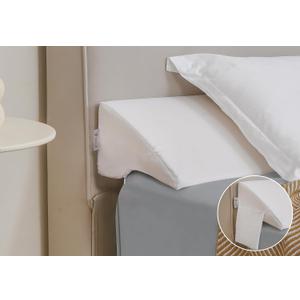 Vekkia Queen Bed Wedge Pillow for Headboard Gap Filler(0-5"),High-Density Foam,Prevent Pillow & Item from Falling,Ergonomic Design,Large Storage Pockets, Removable&Washable Cover,White,60''x10 x6