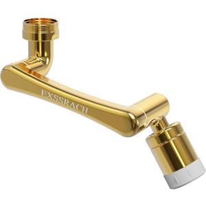 1440 Rotating Faucet Extender, Brass Multifunctional 1080+ 360 Swivel Extension Robotic Arm Sink Aerator for Kitchen/Bathroom, 2 Water Outlet Modes, Gold