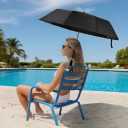 Beach Chair Umbrella with Adjustable Clamp, 45in UPF 50+ Portable Folding Sun Shade for Outdoor Camping Wheelchair,Travel, Stroller, Patio, Golf Carts Plant Shade(Chair Not Included) (Large, Black)