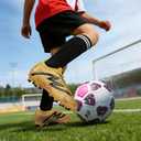 brooman Kids Firm Ground Soccer Cleats Boys Girls Football Shoes with Shin Guards and Soccer Socks (Yellow, 13)