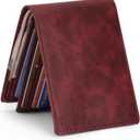 TheAntiq Leather Wallet for men with RFID Blocking, Gift for Him, Bifold Wallets with 9 Credit Cards 1 ID Window, Wallet for Men, Men's Purse, Currency Organiser Single ID Wallet (Red)