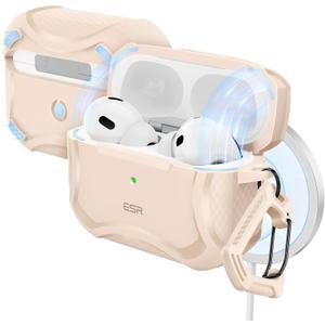 ESR for AirPods Pro 2nd Generation Case, Compatible with Airpods Pro Case 2nd/1st Gen (2023/2022/2019), Compatible with MagSafe, Powerful Drop Protection, Magnetic Lid, Desert Titanium