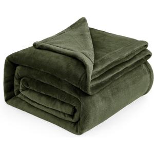 Bedsure Fleece Blankets King Size Oive Green - Bed Blanket Soft Lightweight Plush Cozy Fuzzy Luxury Microfiber, 108x90 inches