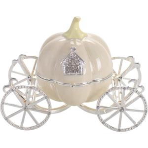 Hand Painted Enameled Cinderella Pumpkin Carriage Decorative Hinged Jewelry Trinket Box Unique Gift for Family,Jewelry Chests