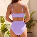 BMJL Womens Swimsuits for Women Ribbed High Waisted Bikini Sets Modest Two Piece Vacation Swim Suits 2026M,Purple (Purple, M)