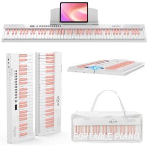 AiJoy 88-Key Split Portable Piano Keyboard with Velocity-Sensitive Keys, Magnetic Detachable Design, 900 Tones, 110 Demos, USB-MIDI, Carry Case Included, Ideal Beginner Gift (Pinkish-white)