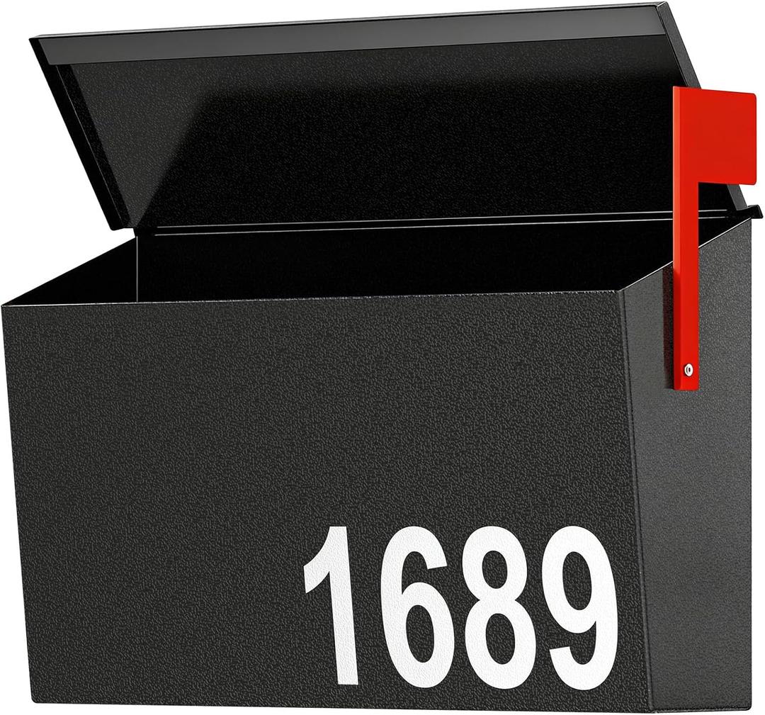 Uniclife Mailboxes for Outside, Wall Mount Mailbox with Flag and Mailbox Number Stickers, Large Metal Mail Box for House, Modern Post Box for Outdoor Office Home, (No Locking Mechanism)