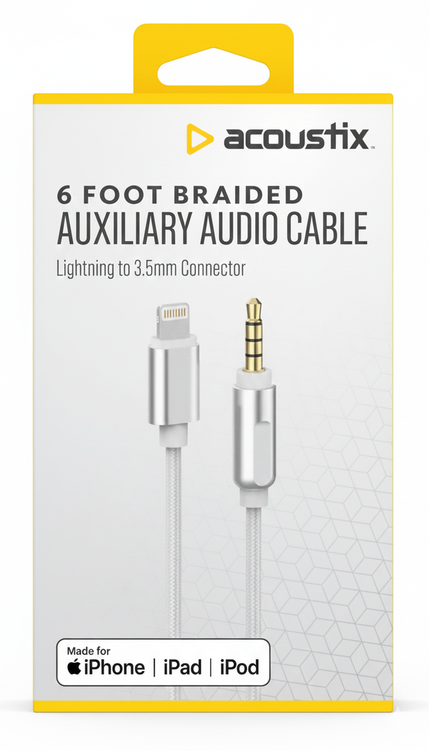 Acoustix Auxiliary Braided Audio Cable 6 ft