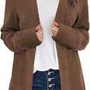Bosmeer Women's Open Front Long Sleeve Cardigan Sweaters Business Casual Lightweight Outerwear Coats Fall Fashion Clothes (Brown, XXL)