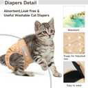 Langsprit Reusable Cat Diapers for Female Male Cats,Washable Cat Kitten Incontinence Diapers for Male Cats Spraying,Pet Kitty Diapers for Medium Size