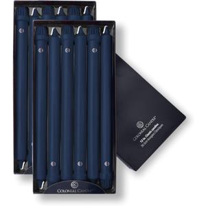 Colonial Candle Unscented Taper Candle, Classic Collection, Indigo, 12 In, Pack of 12 - Up to 10 Hours Burn